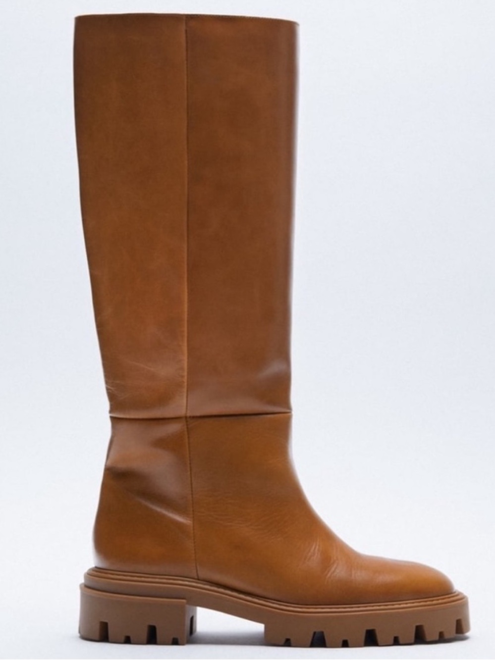 Zara Classic Tall Brown Leather Women's Boots